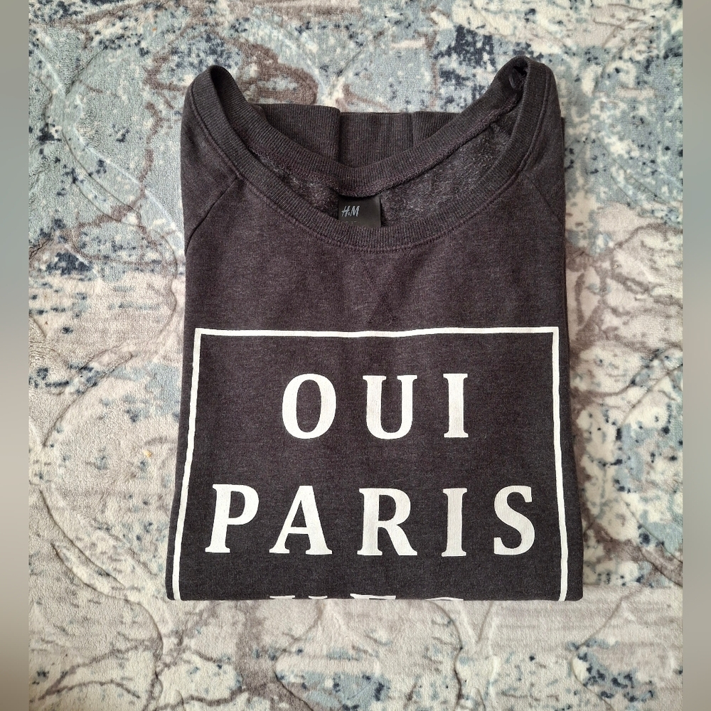 H&M Oversize Gray 'Oui Paris' Sweatshirt
